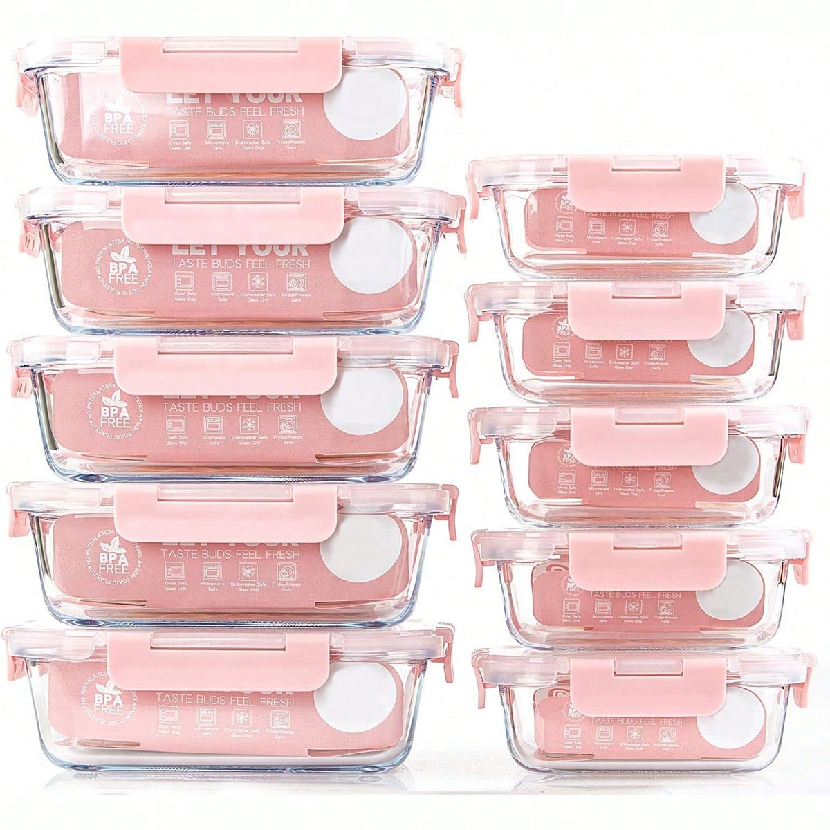 Food Storage Oven Safe - 10er-Pack Glasbehälter zur Vorbereitung von Mahlzeiten,