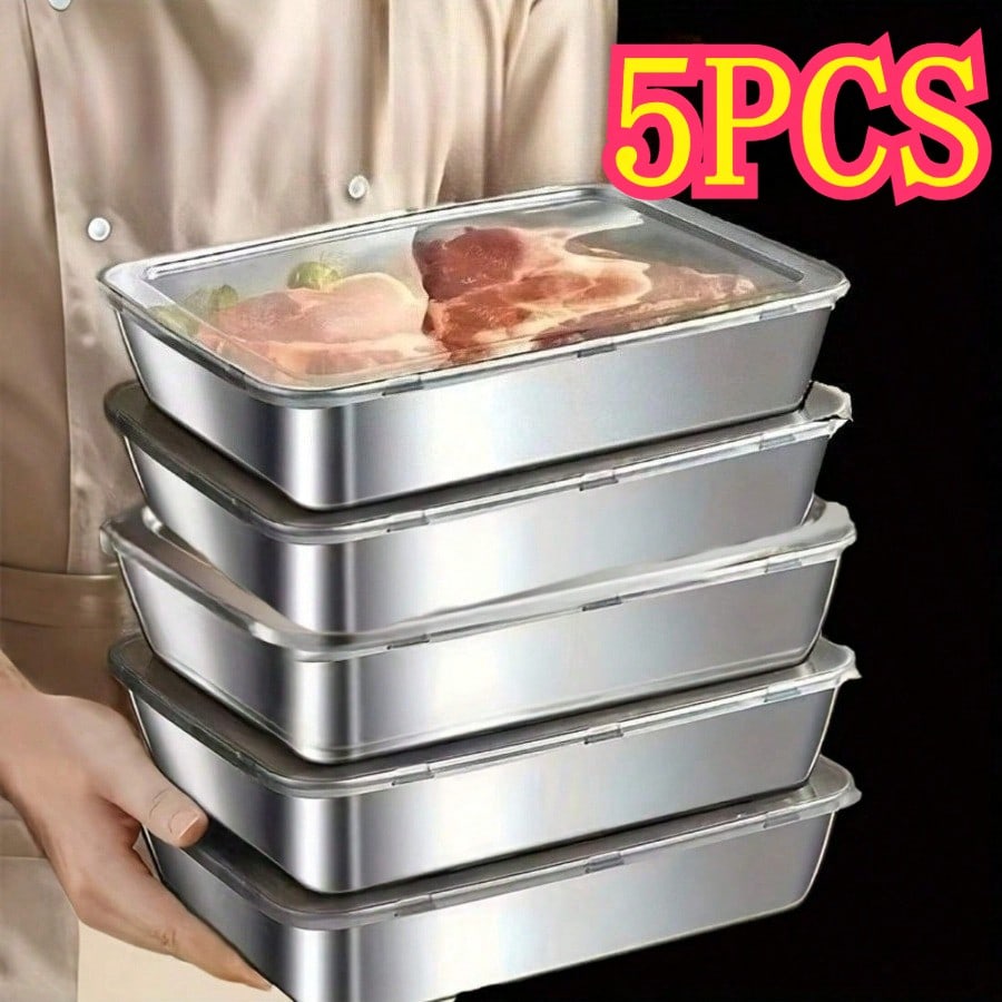 Food Storage Meals - 5er-Pack hochwertige, auslaufsichere Edelstahlbehälter zur Aufbewahrung