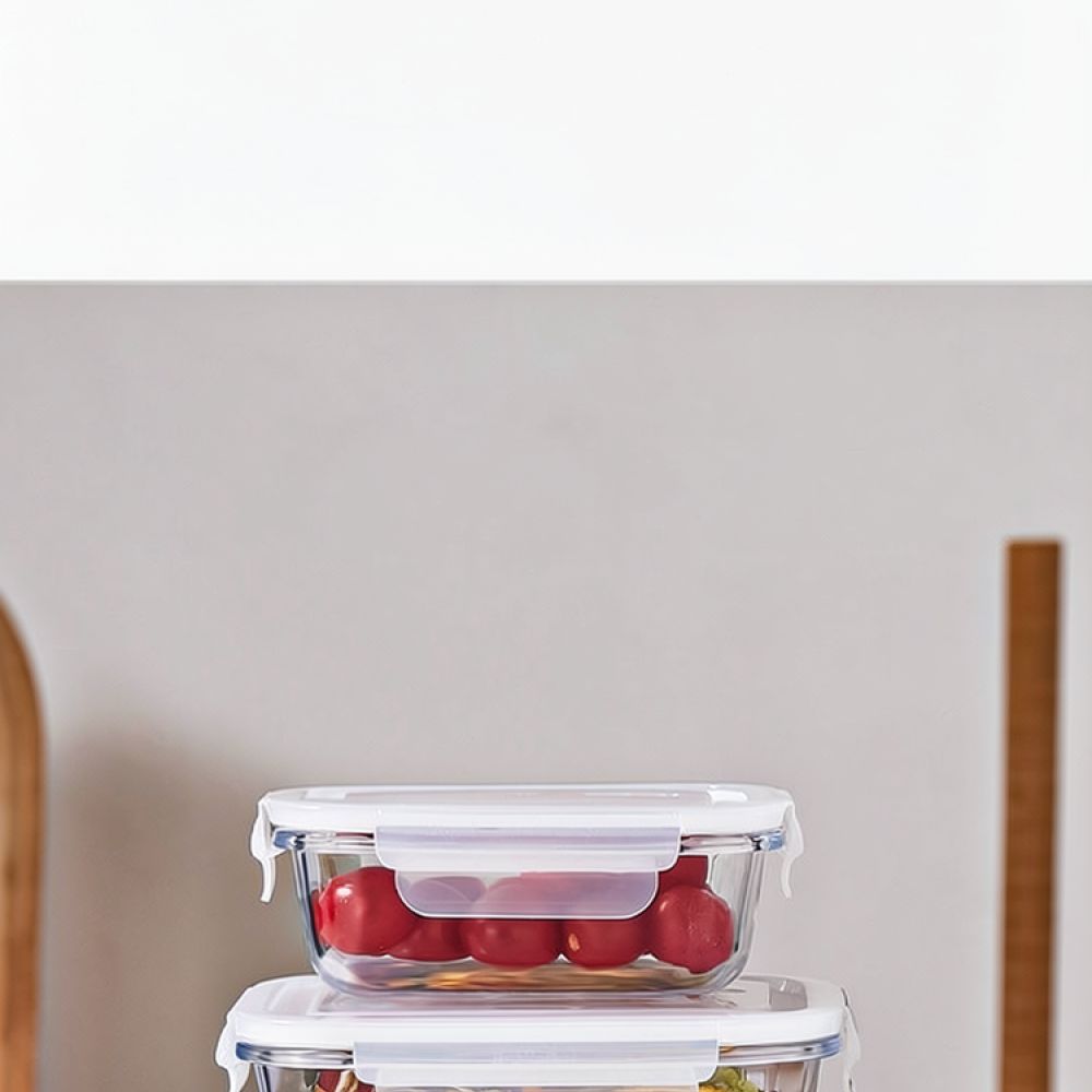 Food Storage With Dividers - Mikrowellengeeignete Glas-Bento-Lunchbox, unterteilte Lebensmittelbehälter, luftdicht, auslaufsicher,